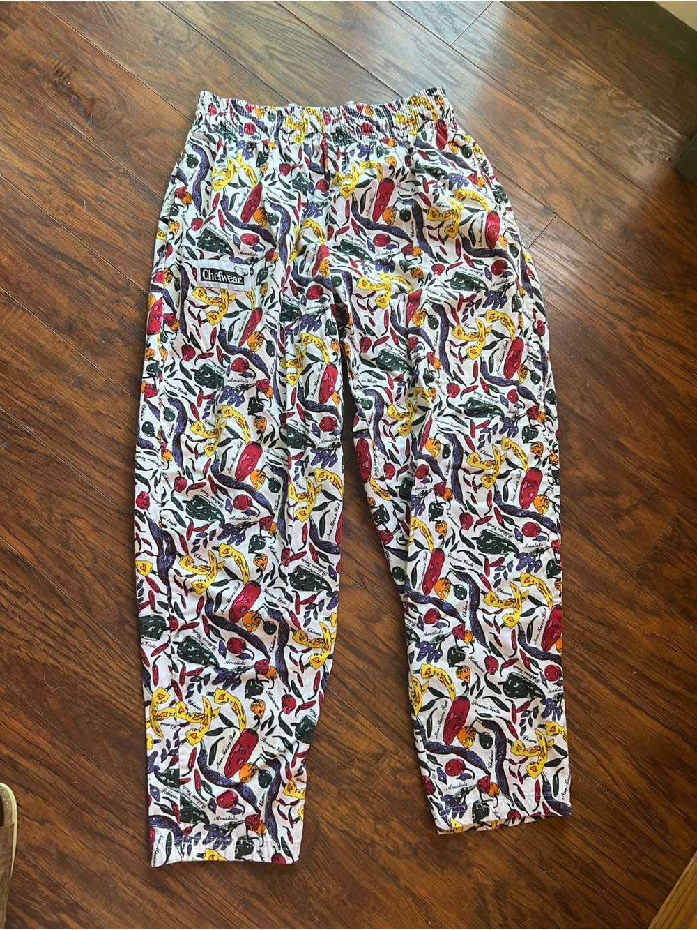 White Multicolor Printed Chef Pants